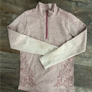 CALIA Pink Floral Quarter-Zip Pullover Small